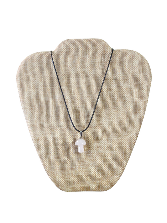 Pale Rose Quartz Mushroom Necklace